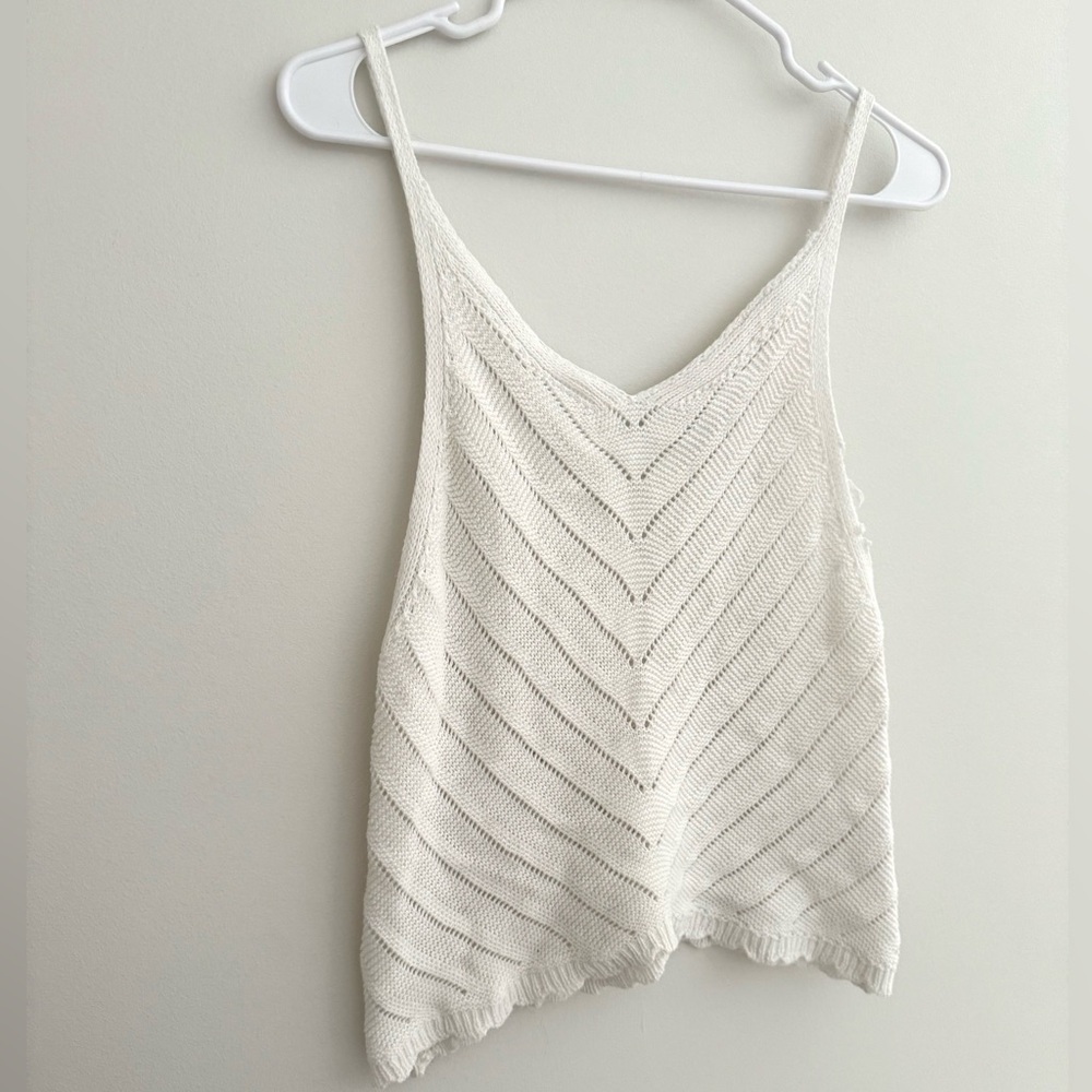 Miou Muse White  Knit Women's Tank Top